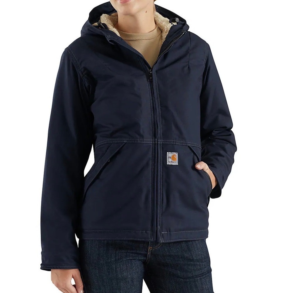 Carhartt FR Full Swing Quick Duck Sherpa Lined Jacket Navy Blue Size XL NWT